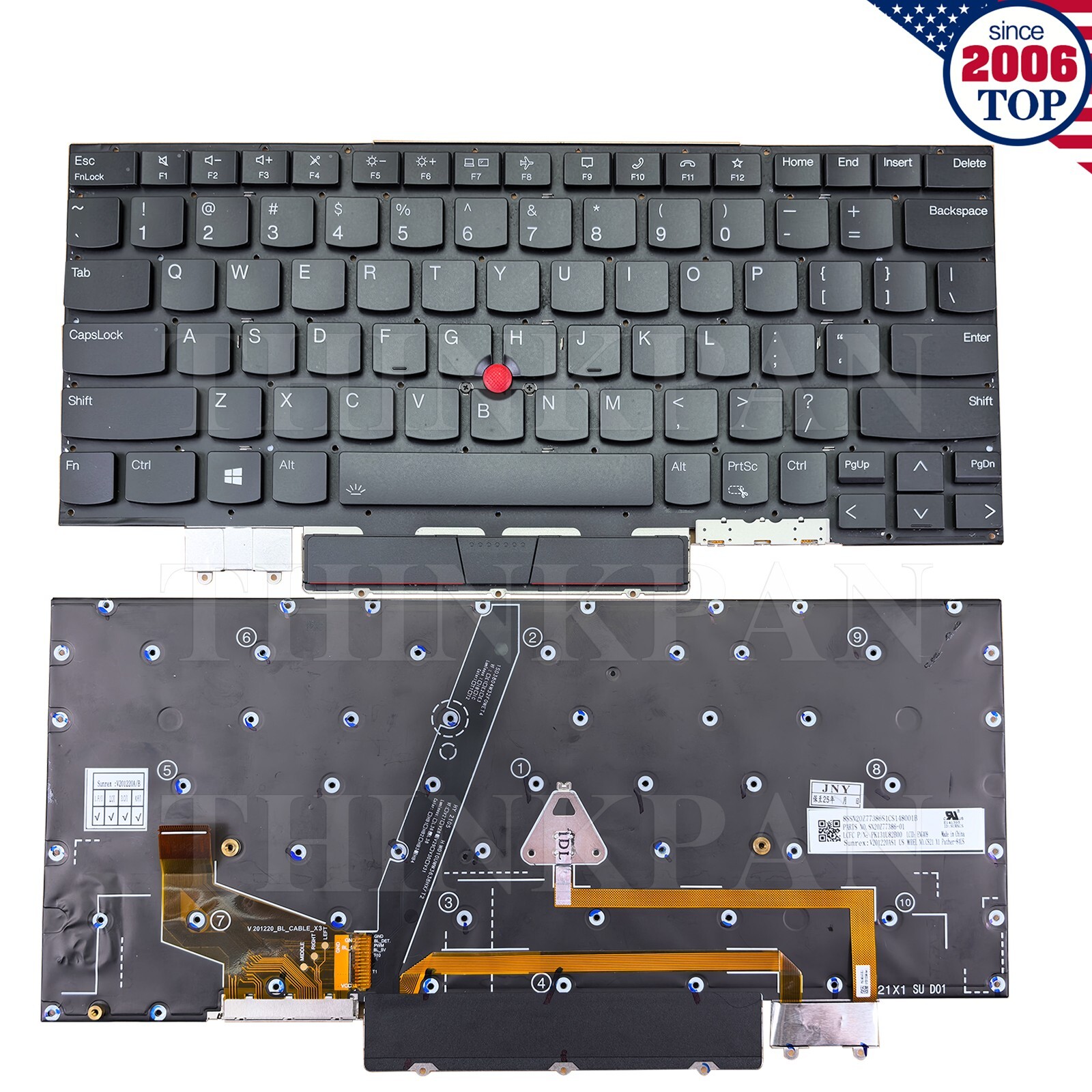 Genuine US Backlit Keyboard for Lenovo Thinkpad X1 Carbon 9th Gen9 2021 Type 20X