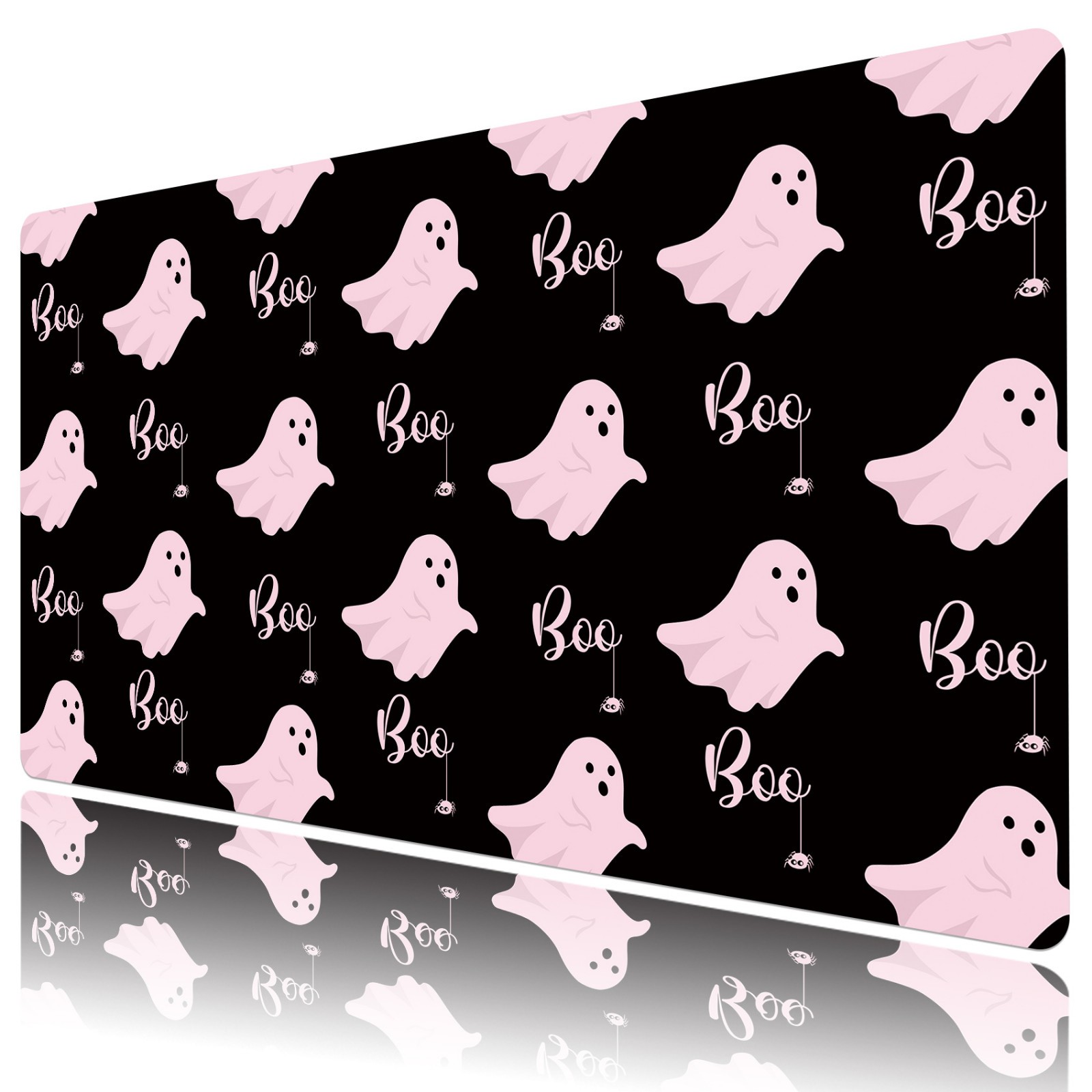 Cartoon Spooky Halloween Cute Ghost Desk Mat for Keyboard and Mouse Desk Pad