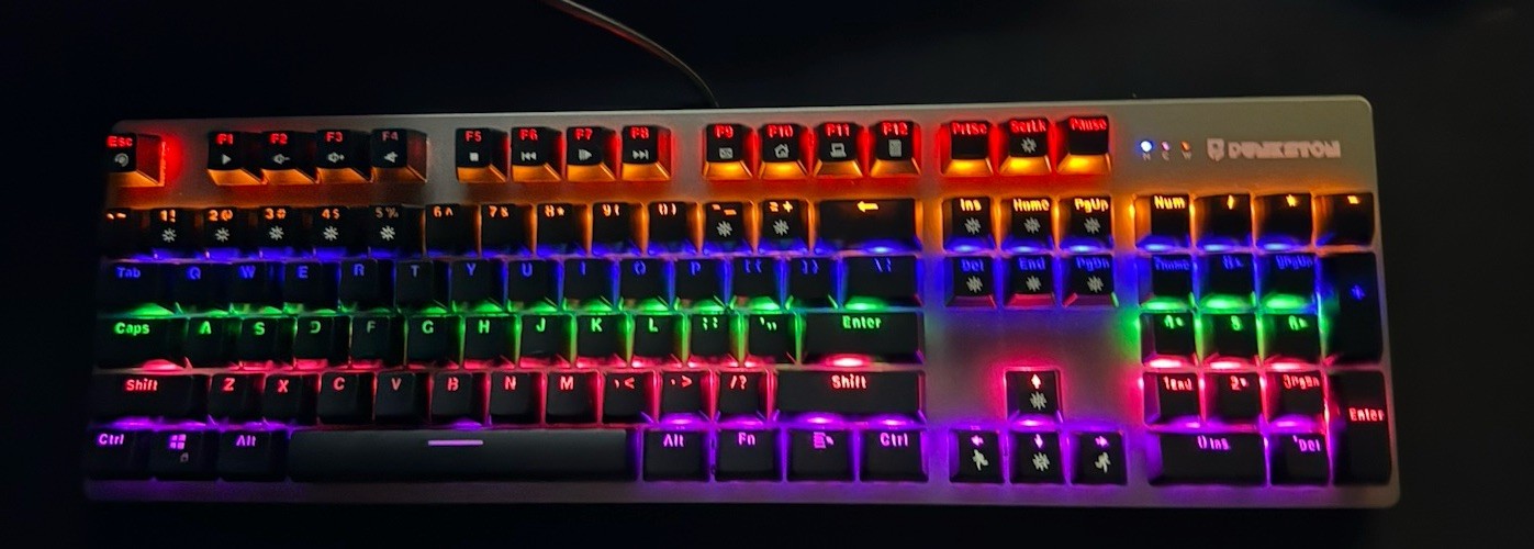 Gaming USB Wired Computer Keyboard 15-Zone RGB Illumination IP32 25 Keys Quiet