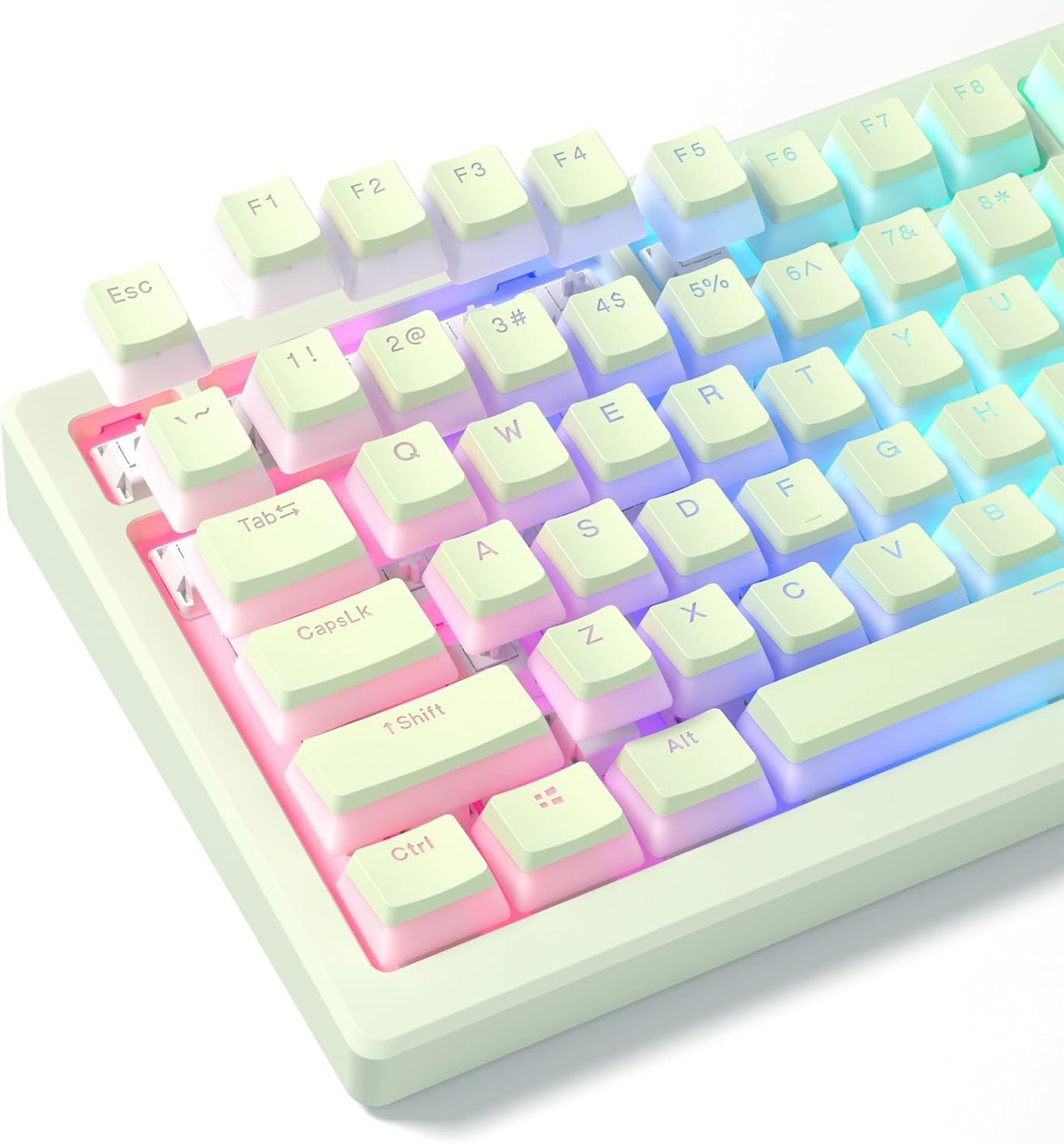 Shine through PBT Keycaps, Green Pudding Key Caps, OEM Profile Double Shot Custo