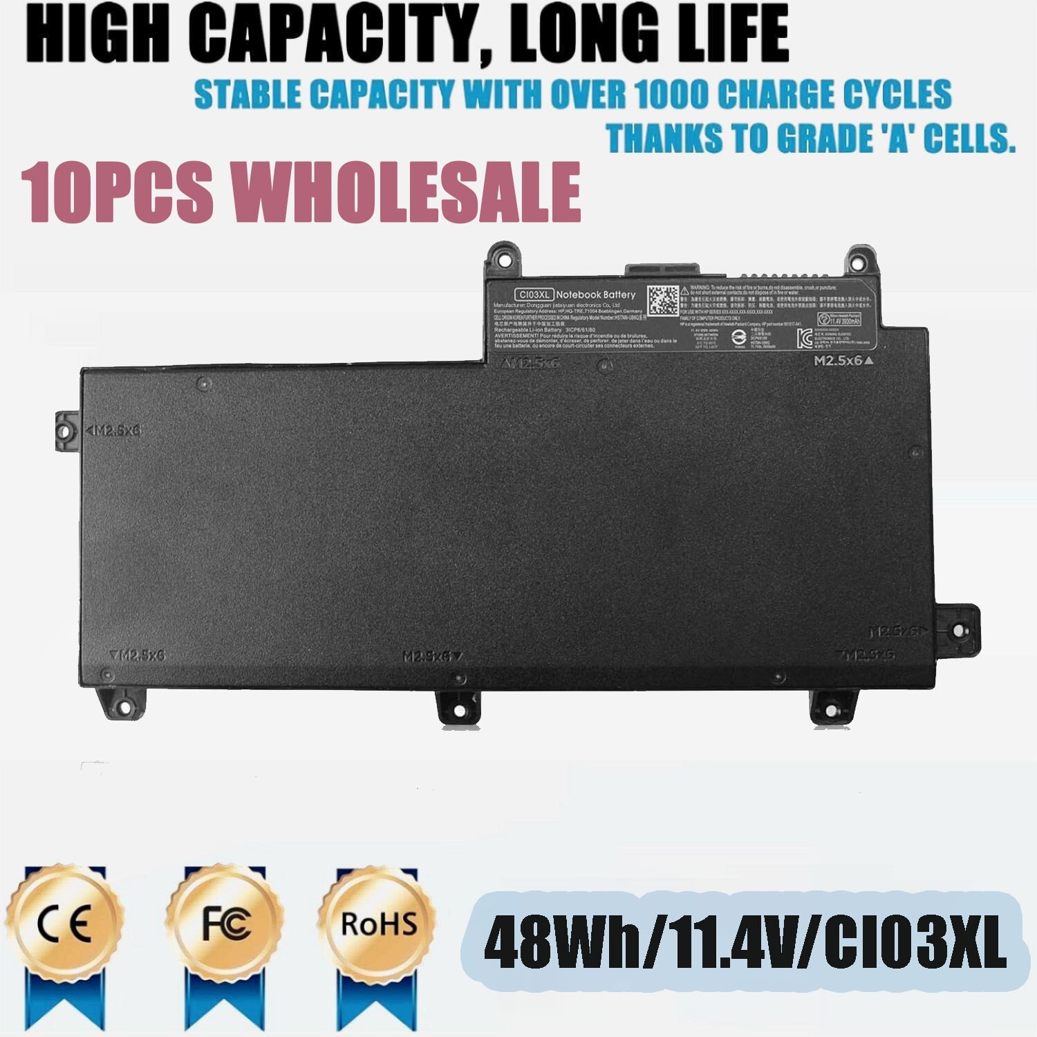 Lot 10 X CI03XL BATTERY FOR HP ProBook 640 645 650 655 HSTNN-UB6Q 801554-001 US