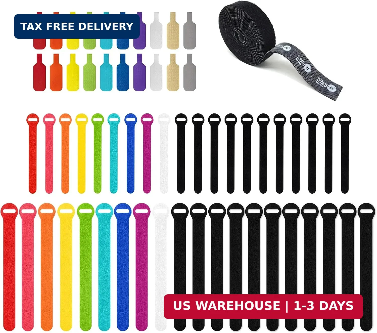 Wrap-It Storage Cable Management Value Pack - 61 Piece