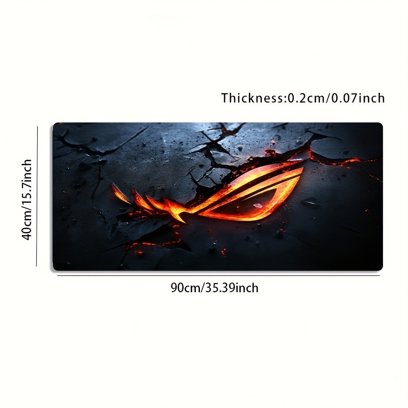 A Large Gaming Mouse Pad Featuring a Cracked Flame Background with an Orange-R