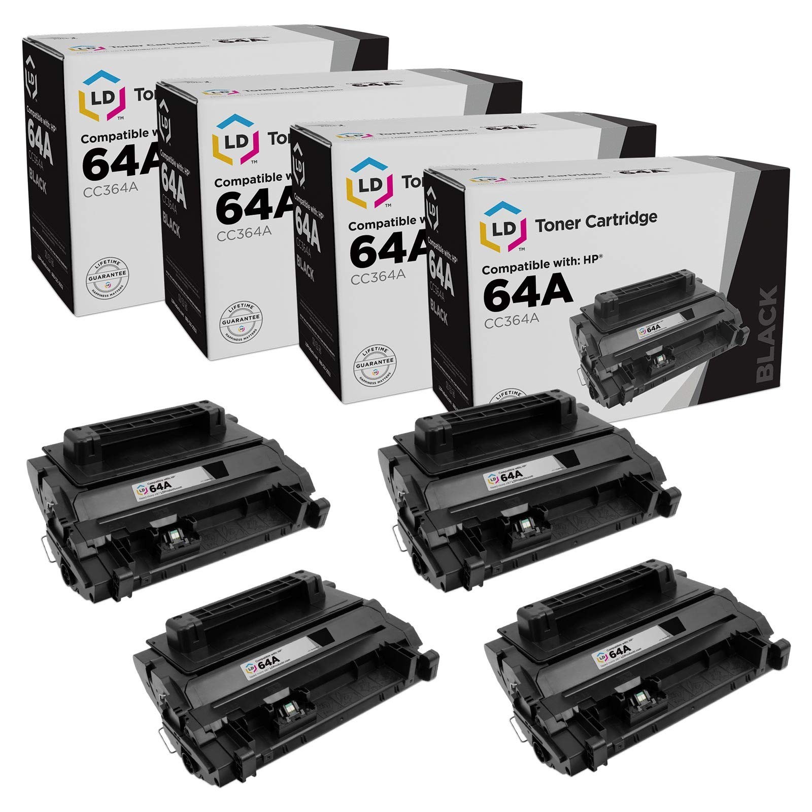 Compatible Replacement for HP 64 64A Toner CC364A Standard Yield (Blk, 4-pack)
