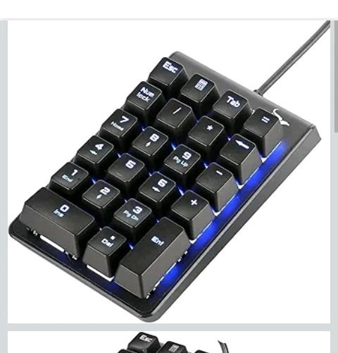 Mechanical USB Numeric Keypad 21-Key Numpad Backlit Blue Switch PC Laptop - US
