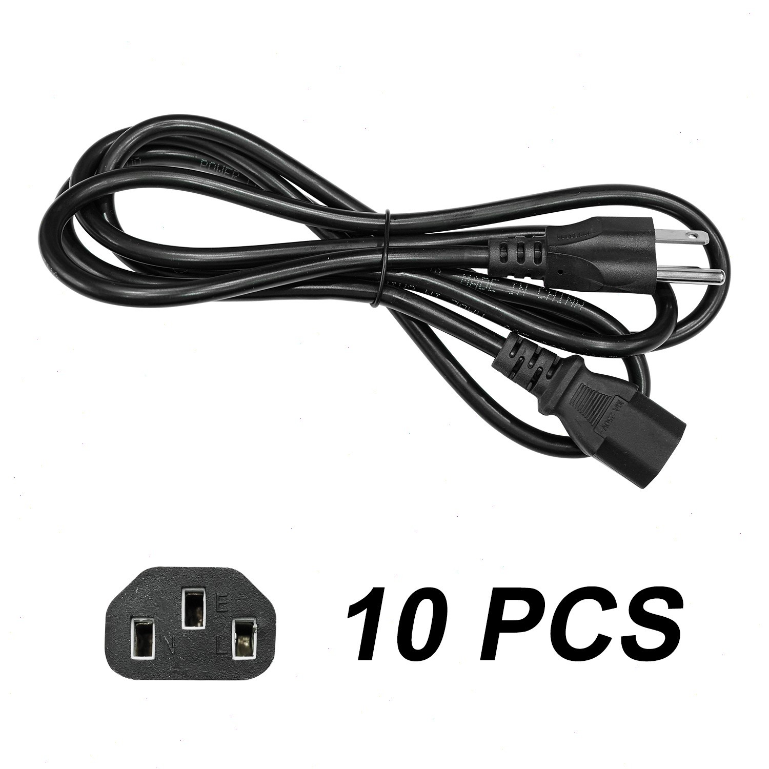 Lot of 100  6ft Standard AC Male Power Cord Cable Monitor Computer PC 3-Prong