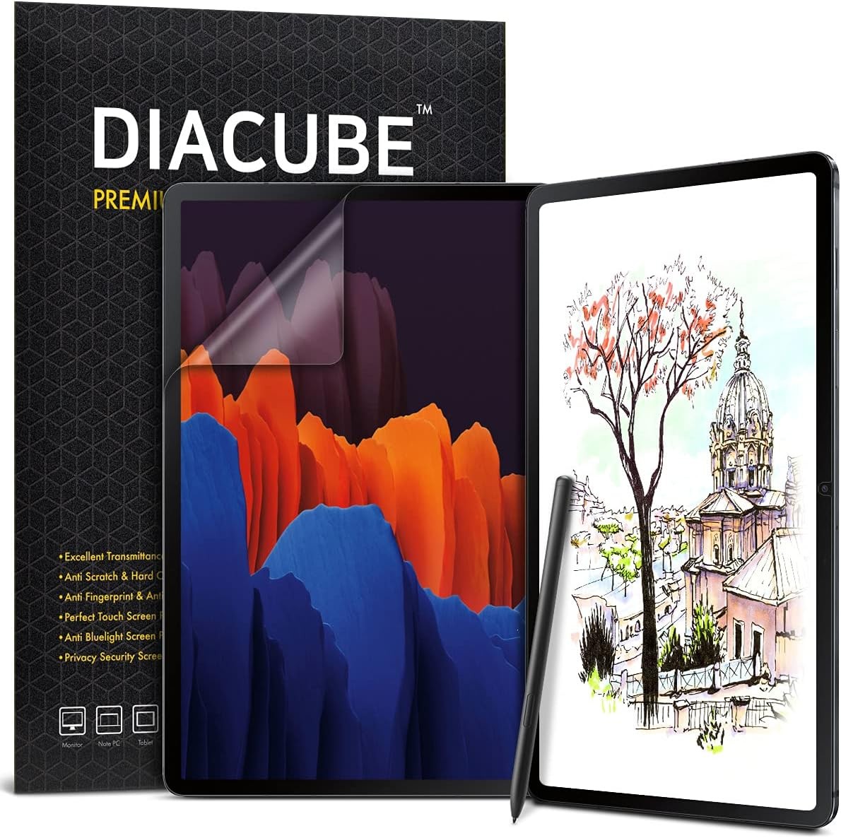 [1+1 Pack] Galaxy Tab S9 Plus/S8 Plus/S7 Plus 12.4 Inch, Matte Anti Glare Film