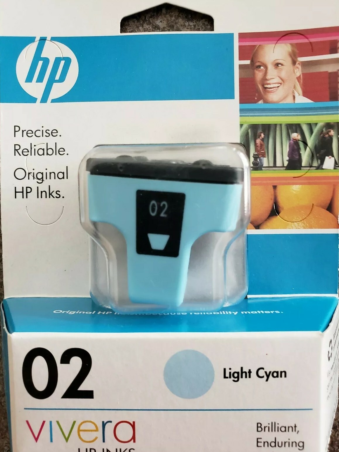HP 02 VIVERA Light Cyan Colored Ink Cartridge, Standard, HP C8774WN SEALED 