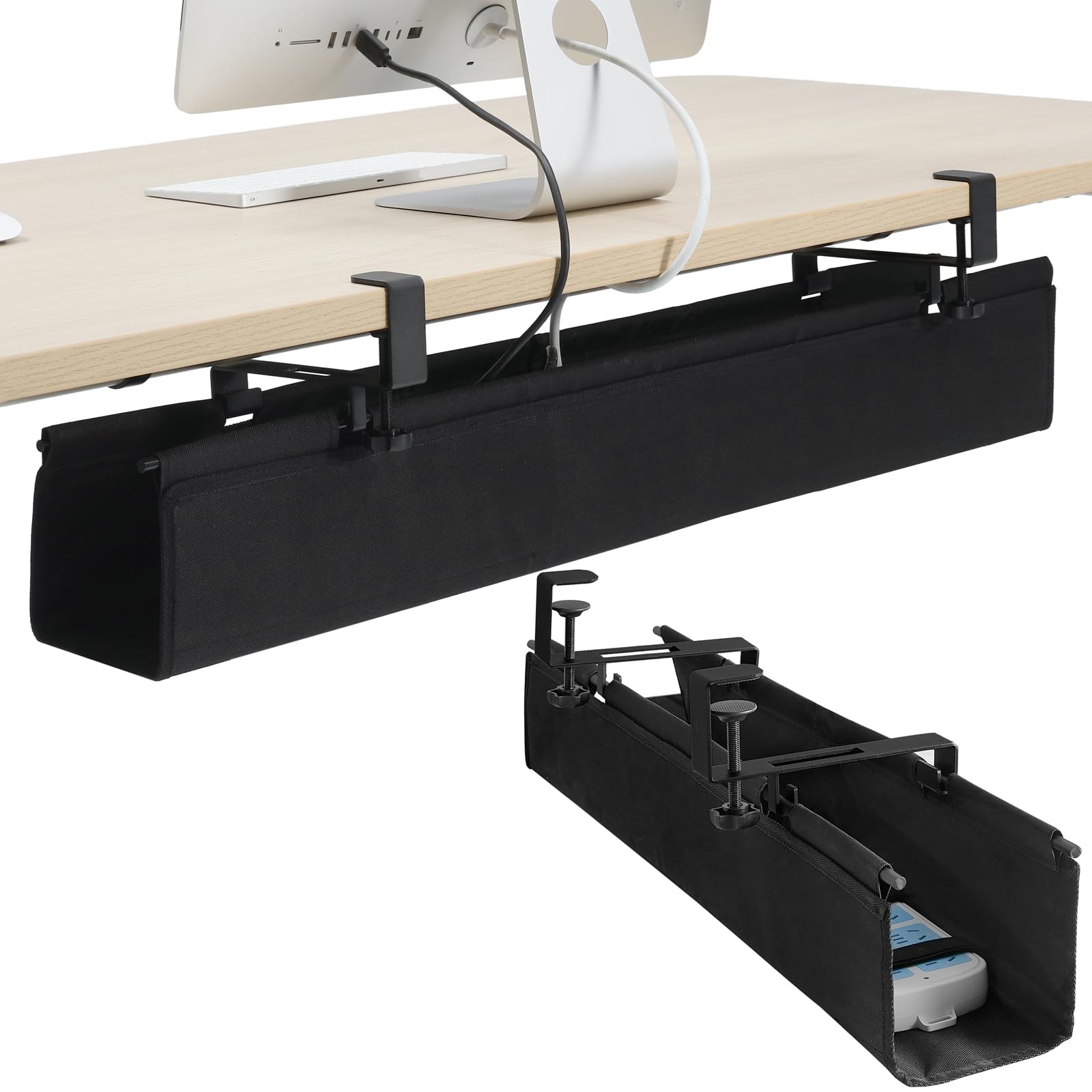 36 Inch Under Desk Cable Management Tray Clamp On Wire Organizer Black