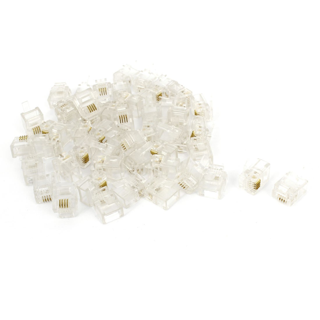 50 Pcs 6P4C RJ11 Telephone Jack Splitter Connector Adapter Clear