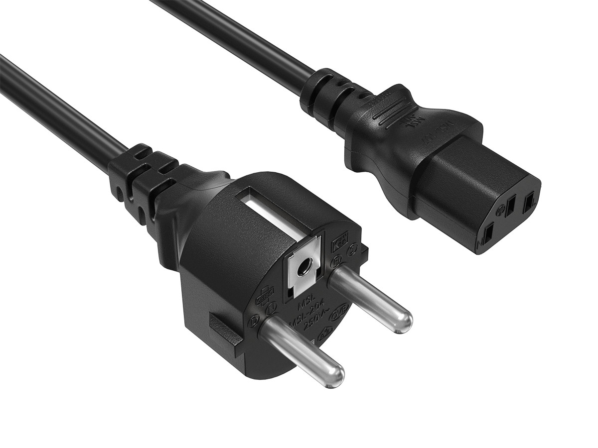 8ft CEE 7/7 to IEC320 C13 European Schuko Power Cord  18AWG H05VV-F 10A/250V,...