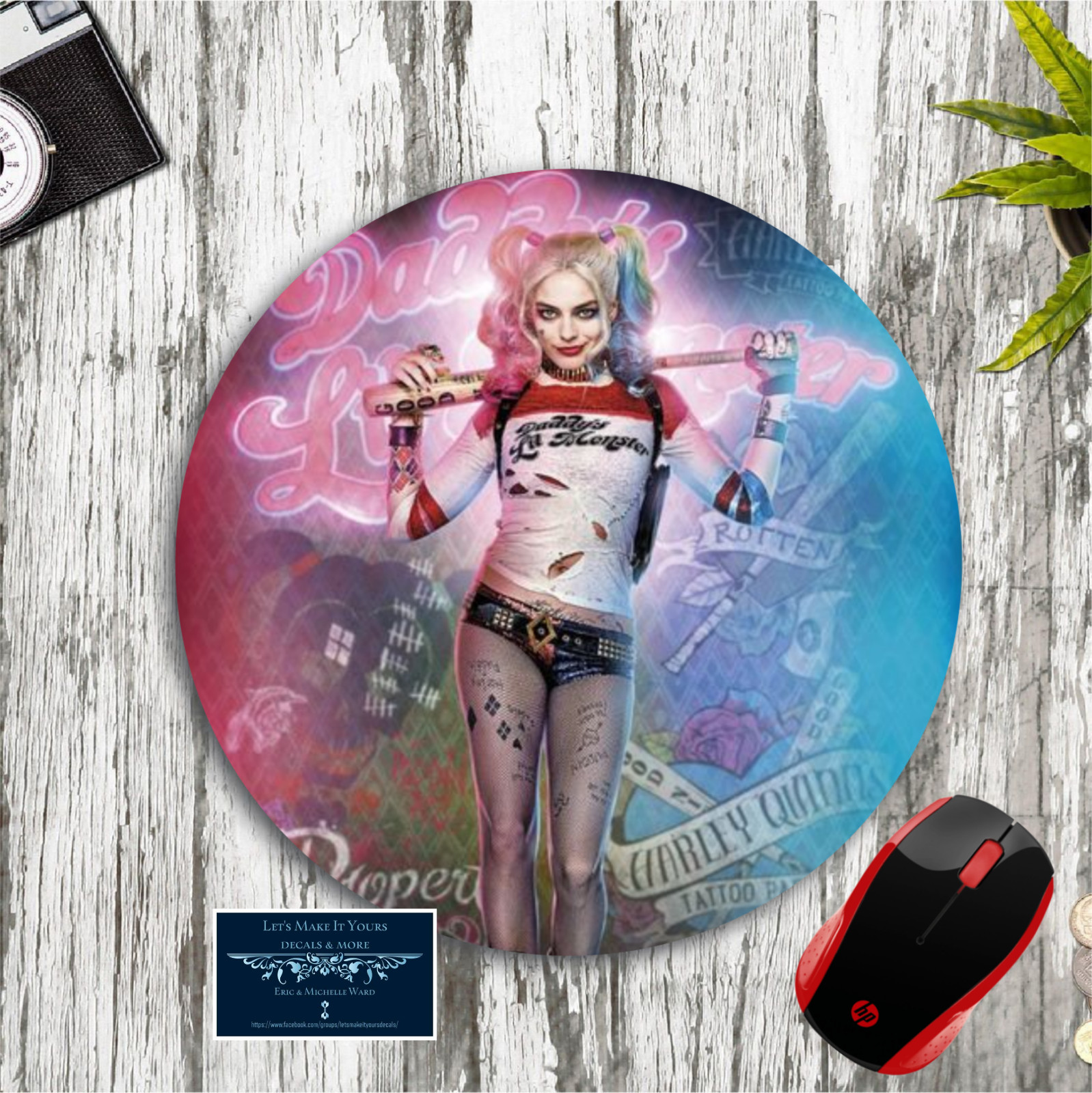 HARLEY QUINN SUICIDE SQUAD DADDY'S LIL MONSTER CUSTOM MOUSE PAD DESK MAT GIFT