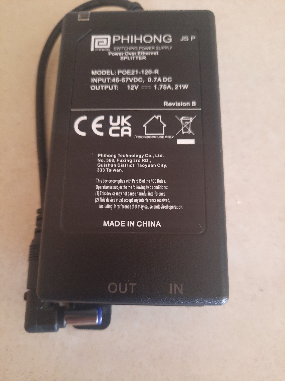 This Is A Phihong POE21-126-R Power Over Ethernet (PoE) Injector. Brand New