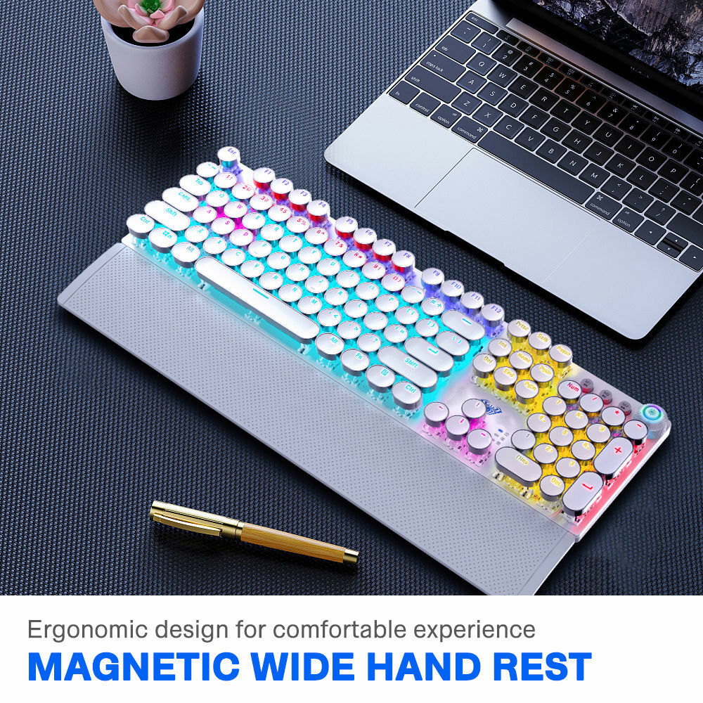 AUAL F2088 Mechanical Keyboard 108Keys USB Wired Gaming Keyboard RGB Backlit LED