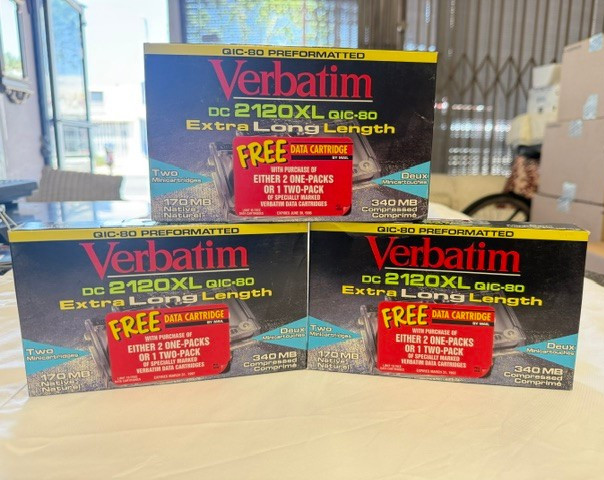 Verbatim Mini Data Cartridge DC-2120XL, 3 Packs of 2, QIC 80, 170mb New Sealed