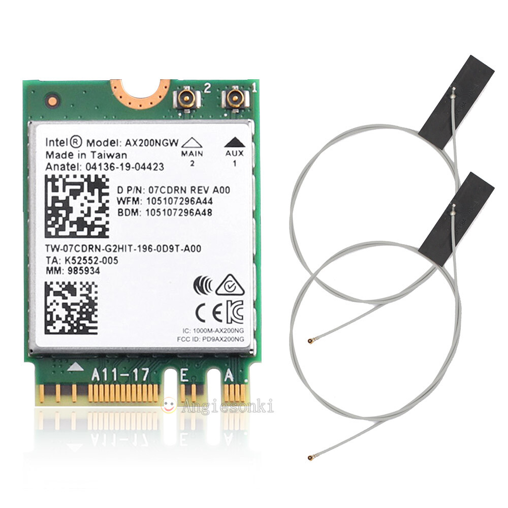 Intel WiFi 6 AX200NGW AC NGFF MU-MIMO BT5.0 Wireless Card 3000Mbps +2X Antenna 