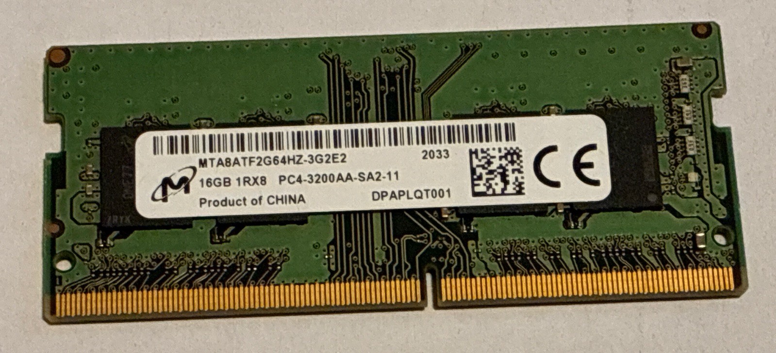 Micron 16GB 1Rx8 DDR4 SDRAM SO-DIMM 3200MHz (PC4-3200AA) MTA8ATF2G64HZ-3G2E2