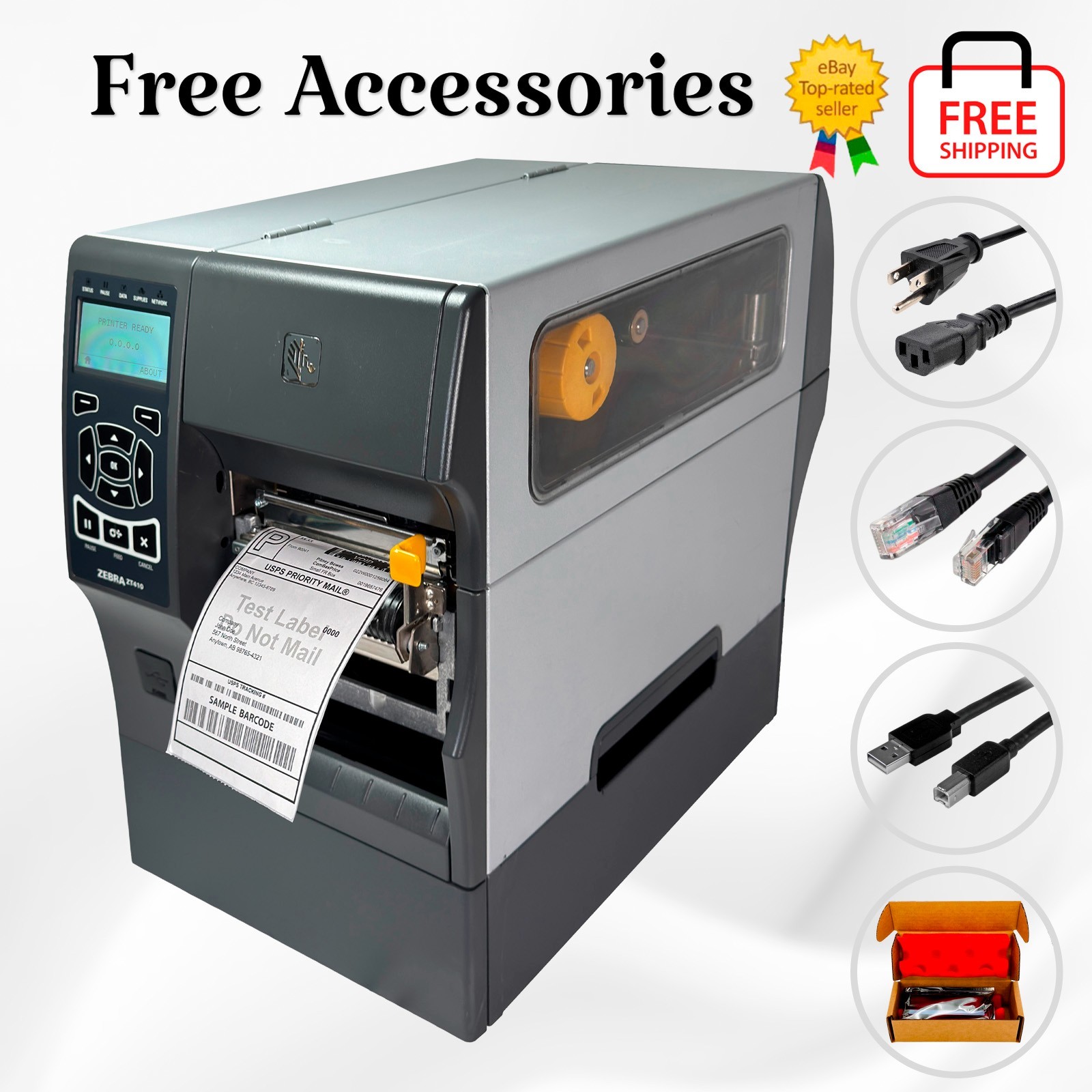 NEW PRINTHEAD Zebra ZT410 Advanced Label Printer Peel Full Rewind USB LAN Serial
