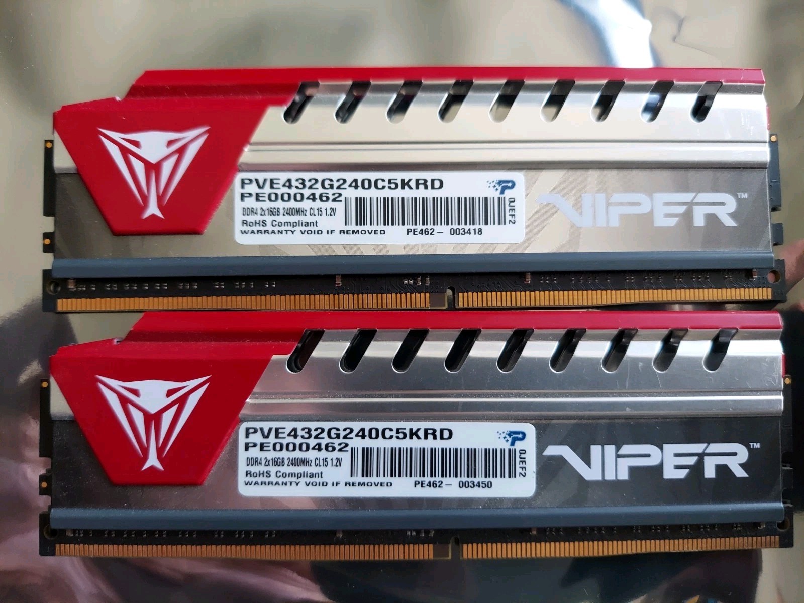 Pair Tested GOOD Patriot Viper 2x 16GB DDR4 2400 Gaming PC Memory RAM DIMM 32GB