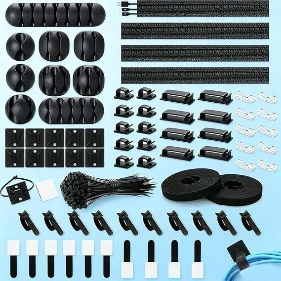 273 pcs. Cable Management Kit Wire/Cord Organizer Zip Ties Holder Clips Adhesive