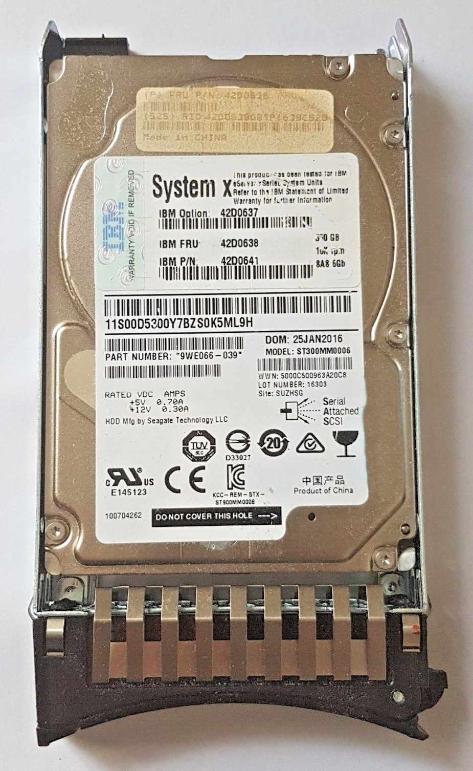300 GB SAS IBM System x 42D0637 ST300MM0006 10K 64MB HDD 2.5" hard drive + caddy