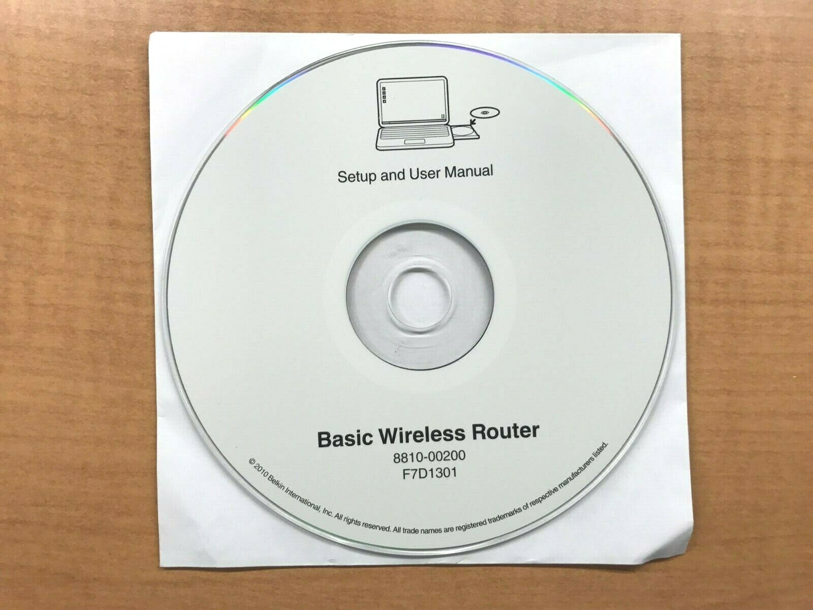 Belkin Basic Wireless Router - Setup And User Manual CD Only - F7D1301 8810-0020