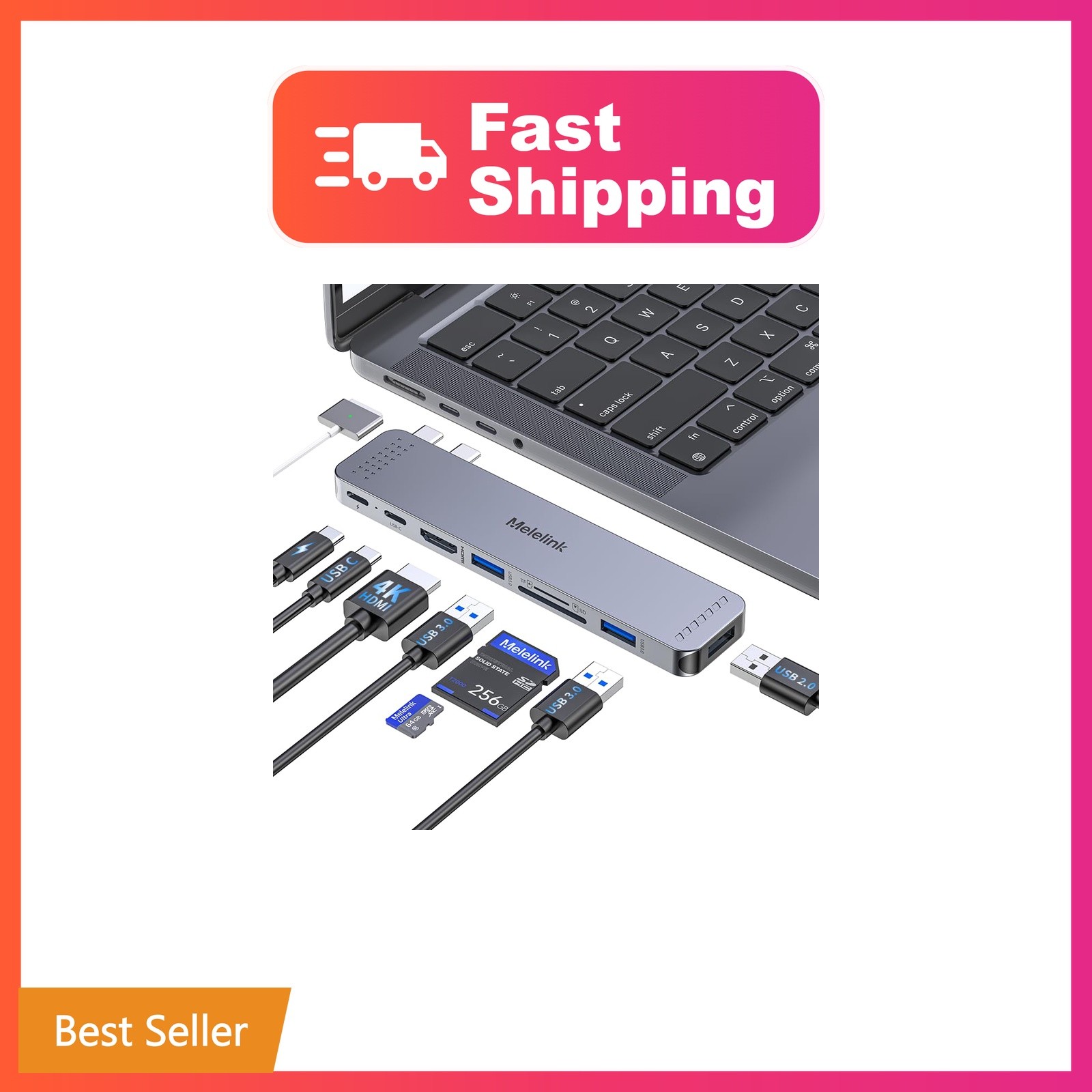 USB C Hub Adapter for MacBook Pro/Air M5 M4 M3 M2 M1 2026-2018 13" 15" 16", M...