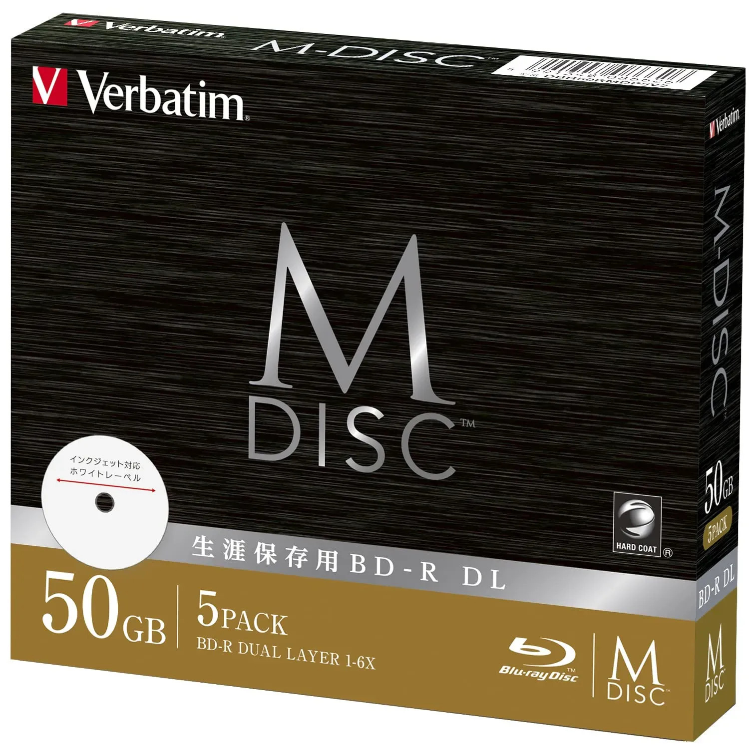 Japan NEW Verbatim M-DISC BD-R DL 50GB 1-6x DBR50RMDP5V2 5 Pack White