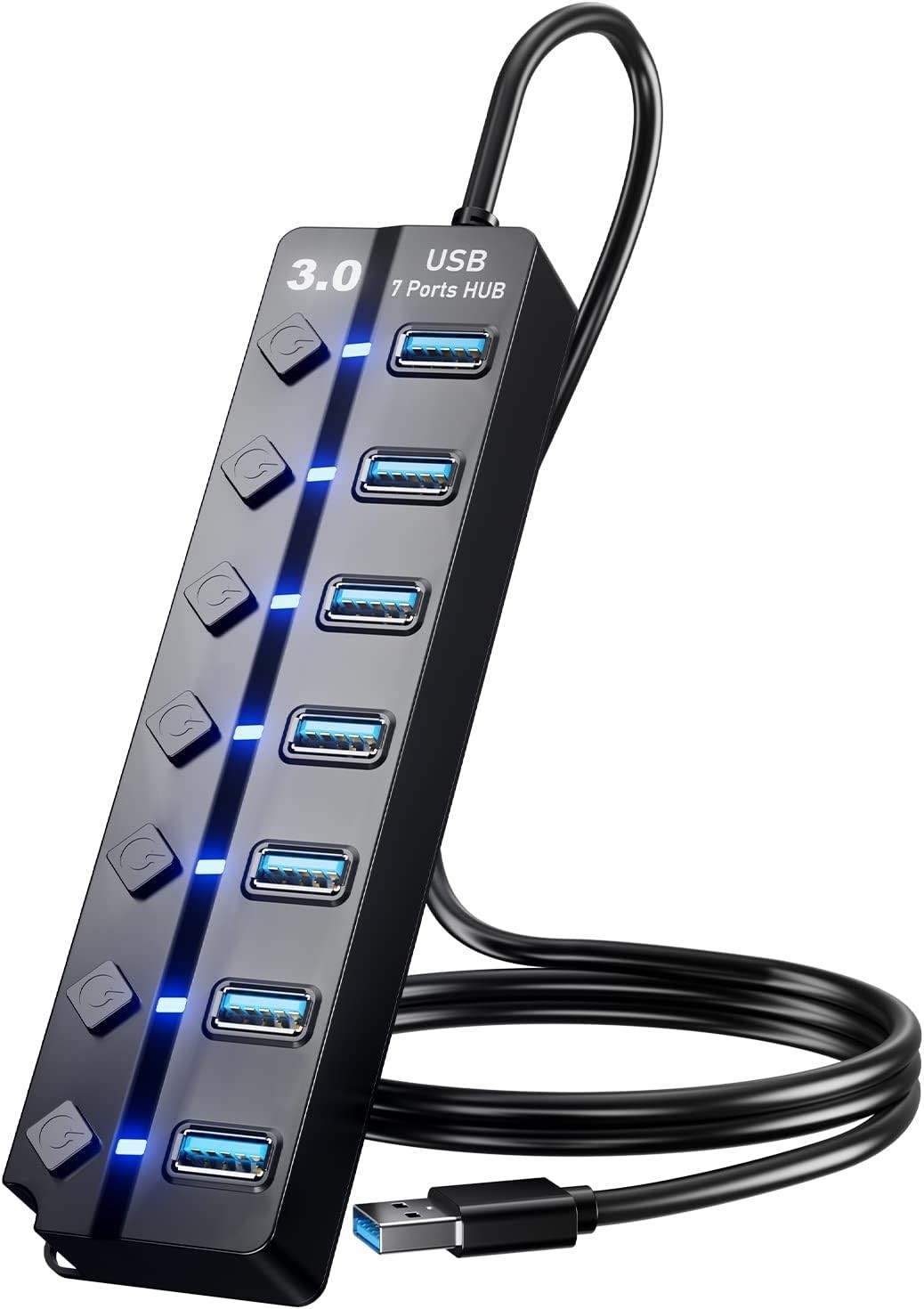 USB 3.0 Hub, PANPEO 7-Port USB Data Hub Splitter with 3ft Long Cable USB