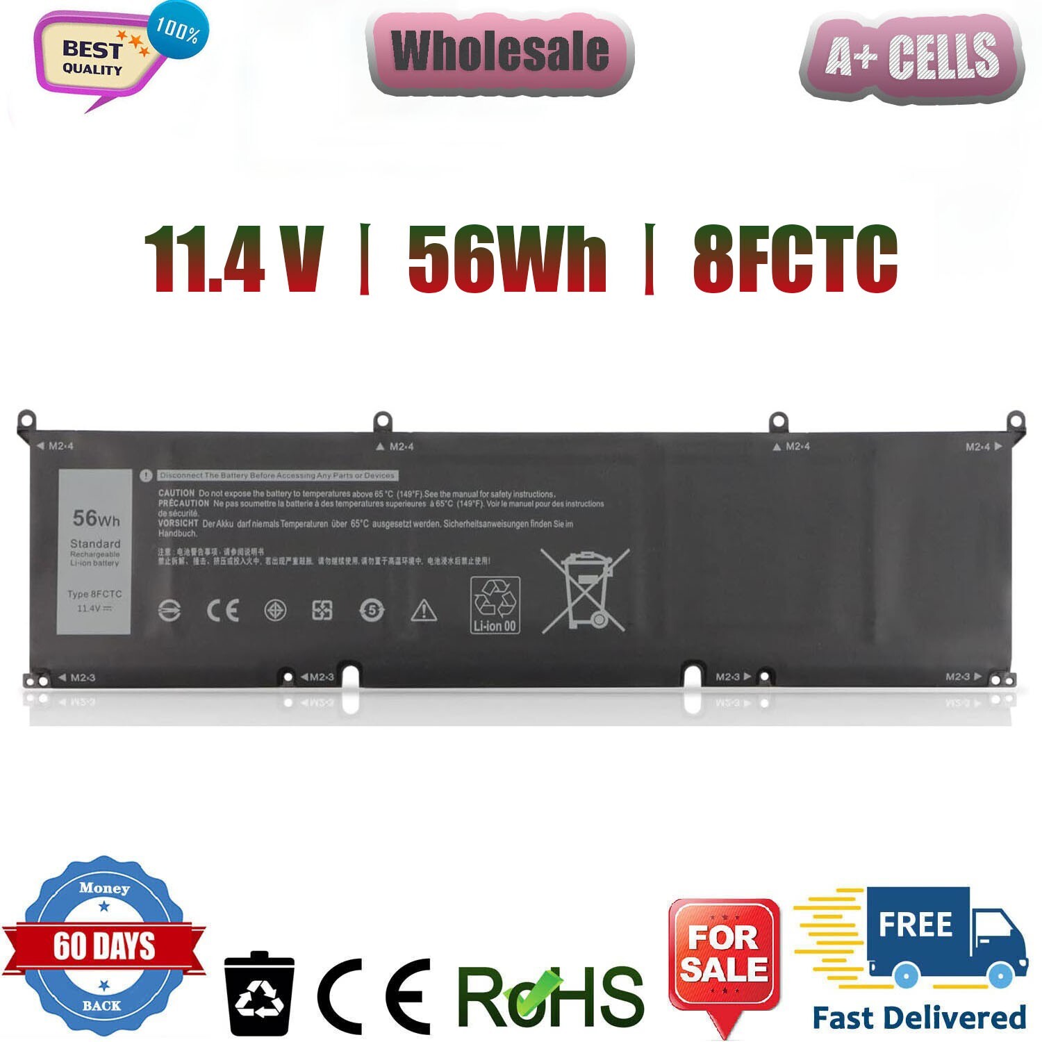56Wh 8FCTC Laptop Battery For Dell XPS 15 9500 9510 P8P1P DVG8M 69KF2 Series US