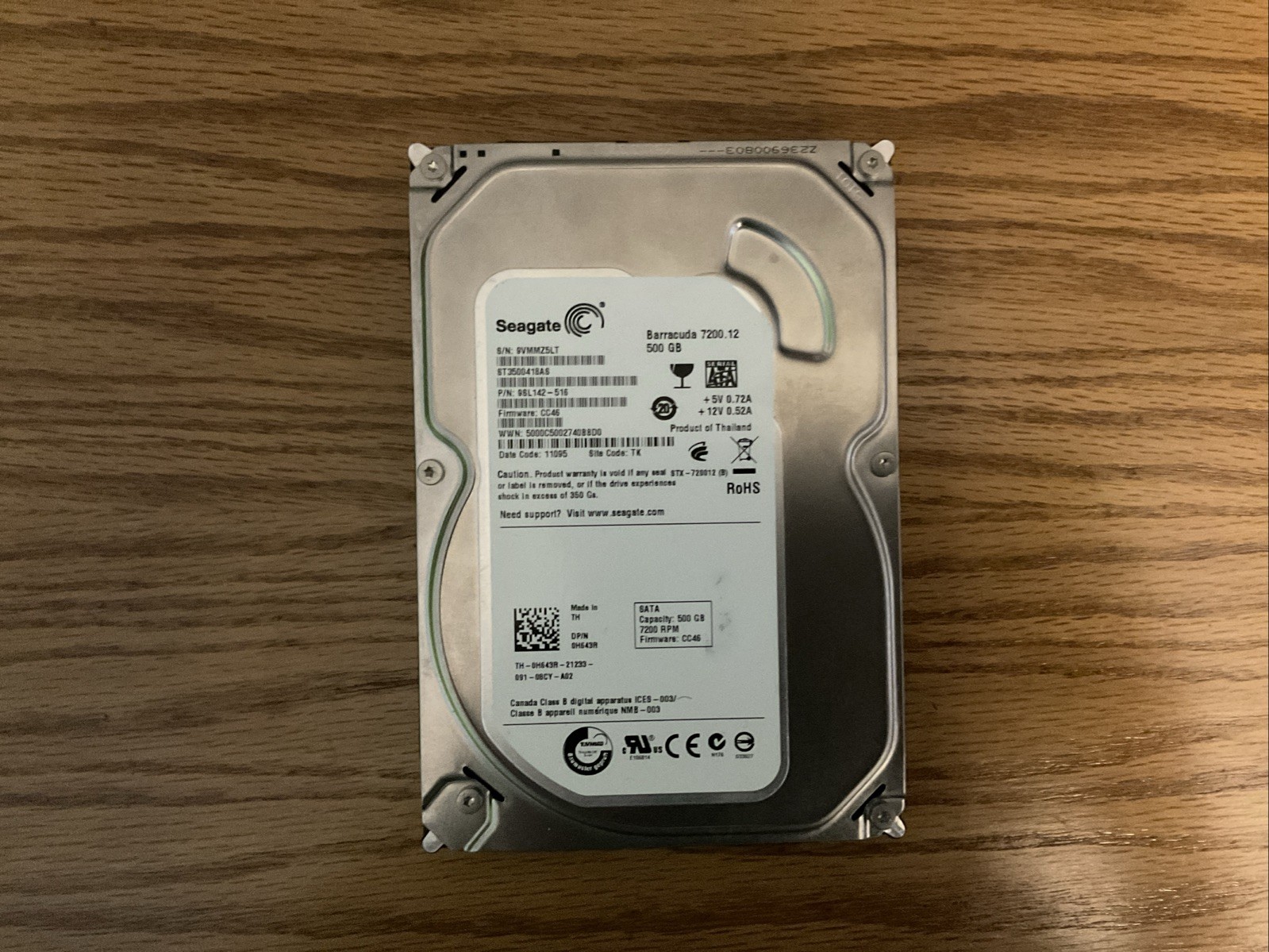 Seagate Barracuda 7200.12 500 GB, Internal, 7200 RPM, 3.5" (ST3500418AS) Hard...