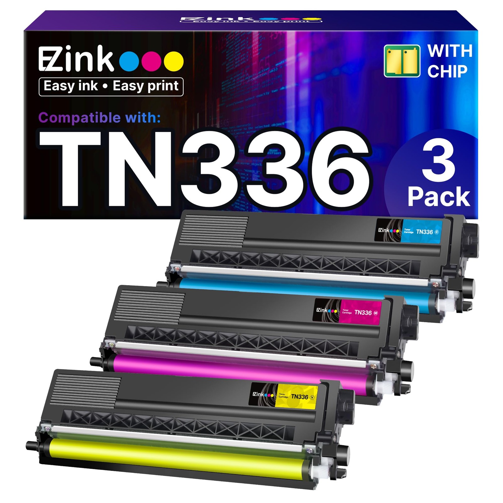 EZ Ink Compatible Toner Cartridges for Brother TN336 TN331 TN315 3 Pack