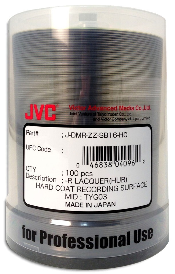 100-Pak JVC (made in Japan) 16X Shiny-Silver DVD-R's w/ HARD COAT RECORD SURFACE