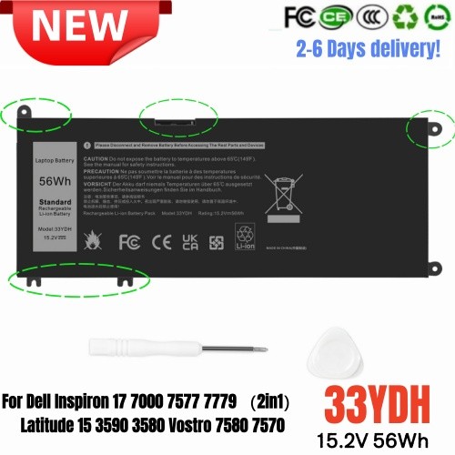 ✅LOT 33YDH Battery For Dell Latitude 15 3590 3580 Vostro 7580 7570 P30E001