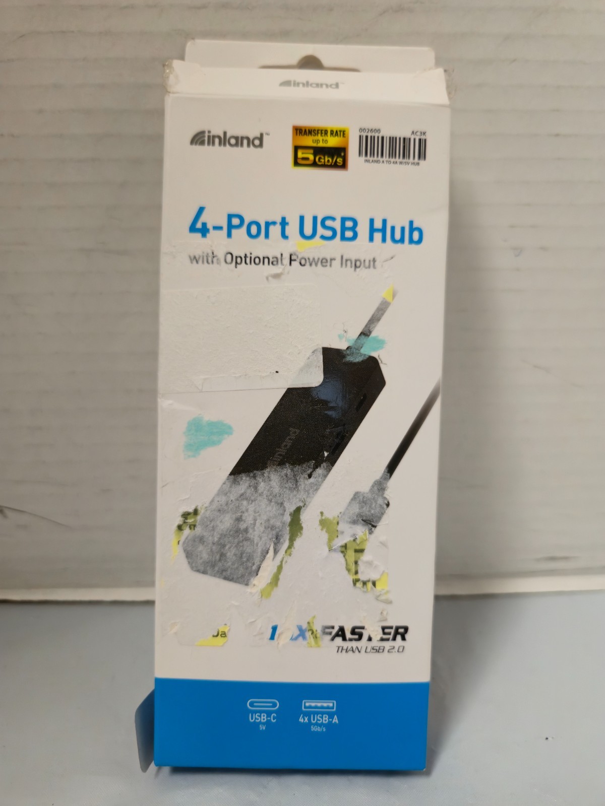 Inland 4 Port USB Hub With Optional Power Input