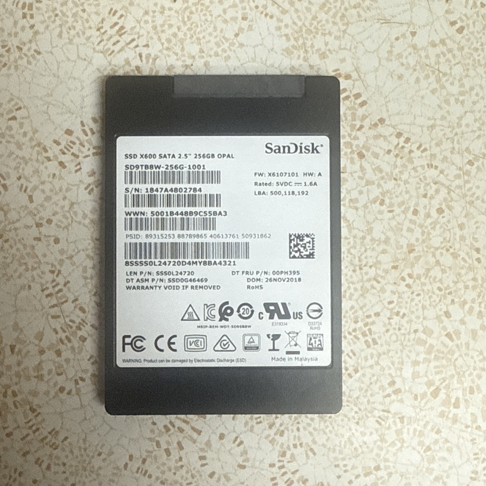 SanDisk X600 256GB 2.5" SATA III SSD SD9SB8W-256G-1012 TESTED