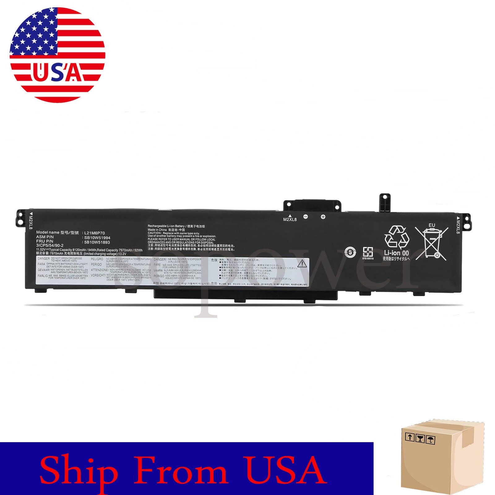 L21M6P70 L21L6P70 L21C6P70 L21D6P70 Battery for Lenovo ThinkPad P16 1st Gen