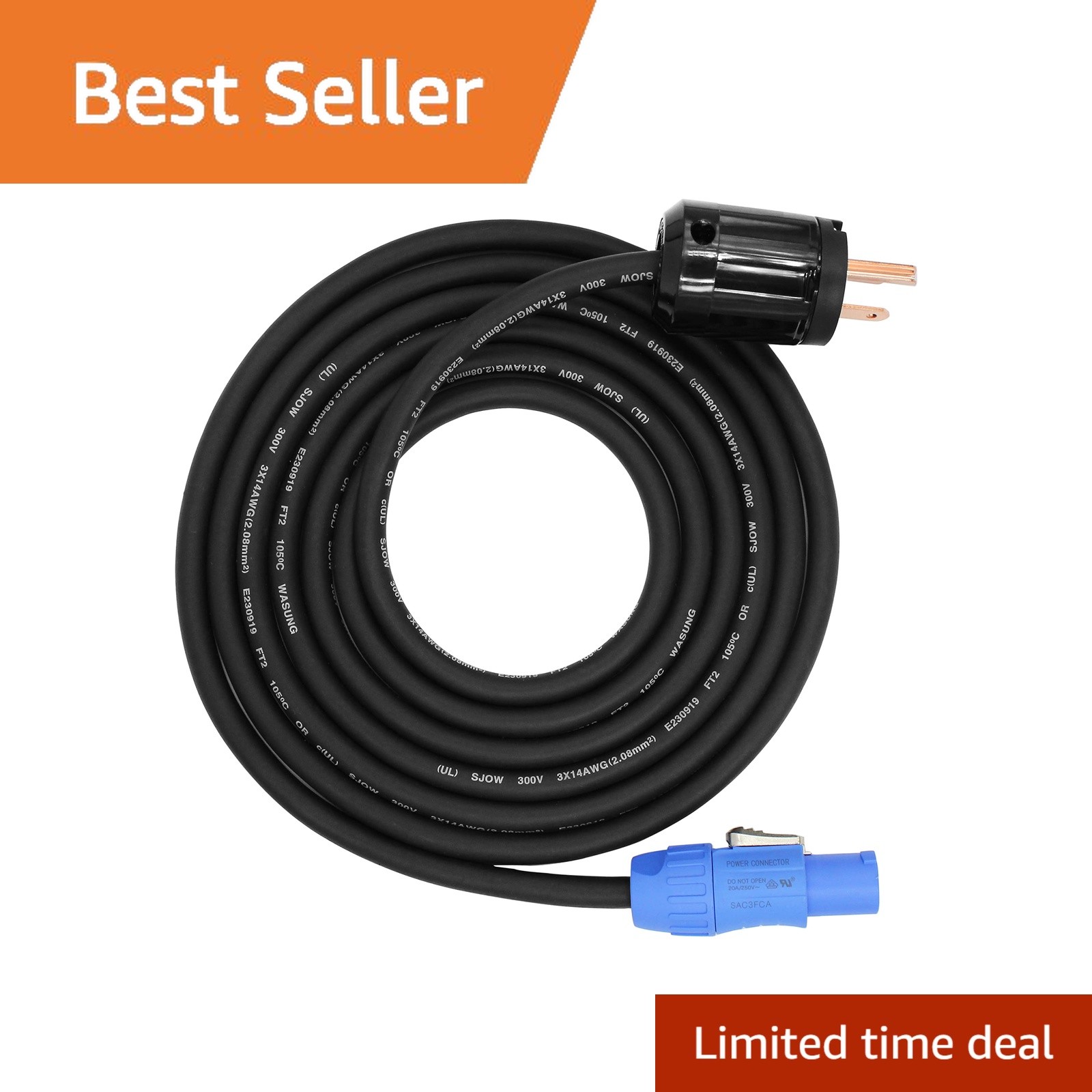 BESCOOS 10ft PowerCon Cable NEMA5-15P to SACFCA