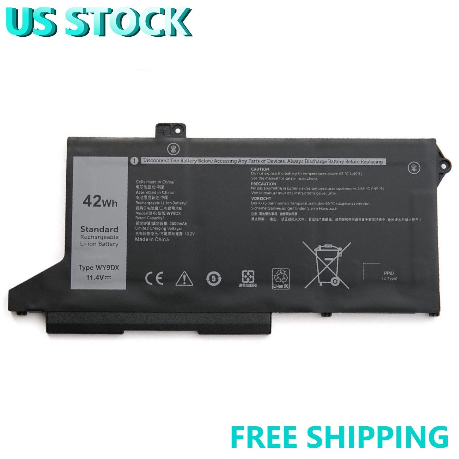 42Wh WY9DX Laptop Battery For Dell Latitude 14 5420 15 5520 Precision 15 3560