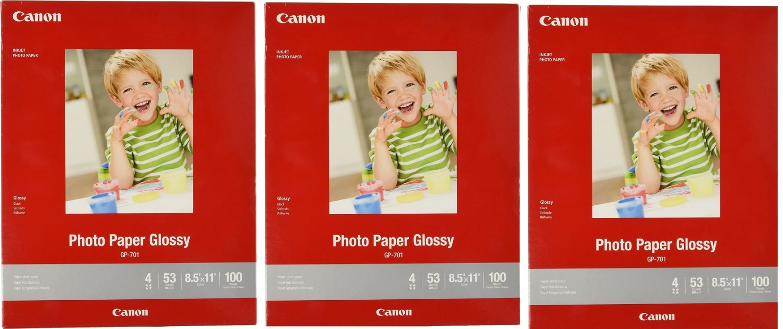 Canon Excellent GP-701 Photo Paper Glossy (8.5 x 11", 100 Sheets), Qty=3