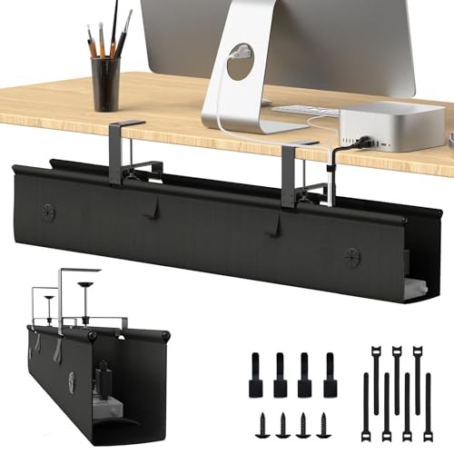 KIGJU UNDER DESK CABLE MANAGEMENT TRAY OFFICE GAMING ACCESSORIES BLACK