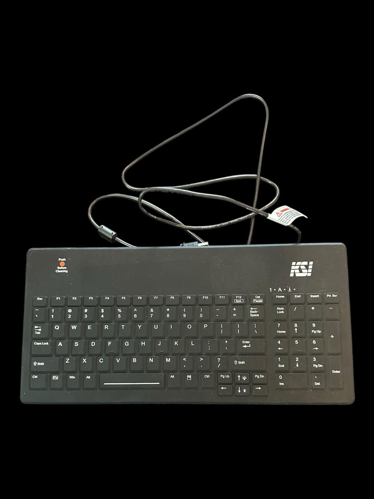 KSI Keyboard: San-A-Key Cleaning Technology KSI-1801 Black Backlit Untested
