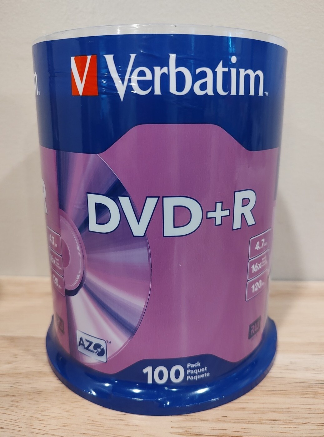 Verbatim DVD+R Discs 4.7GB 16x Spindle 100, New, Sealed