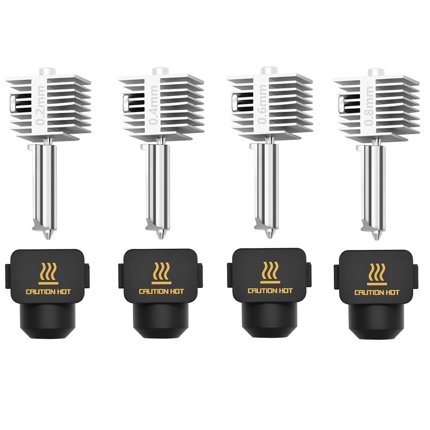 4PCS A1 Stainless Steel Hotend Kit, 3D Printer Print Head Hot End with 0.2mm+0.4