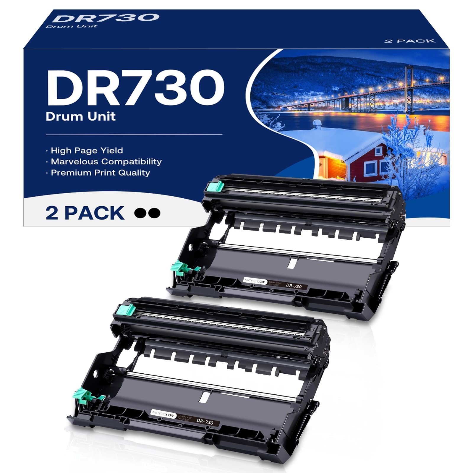 MCYCOLOR DR730 Drum Unit 2 Pack Fits Brother MFC-L2710DW HL-L2370DW HL-L2350DW
