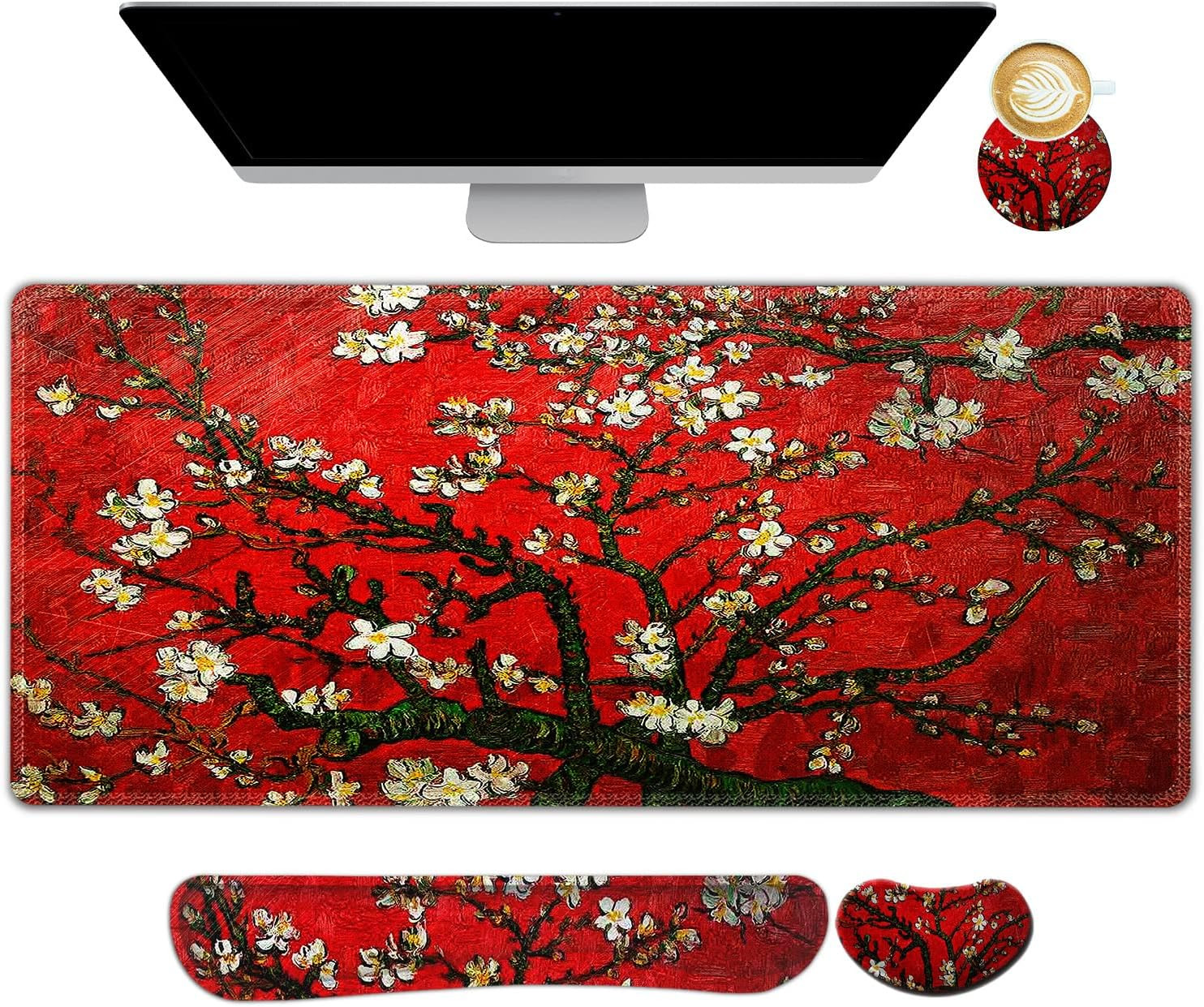 Large Gaming Mouse Pad, Keyboard Wrist Rest Pad & Wrist Support Mousepad Set, St