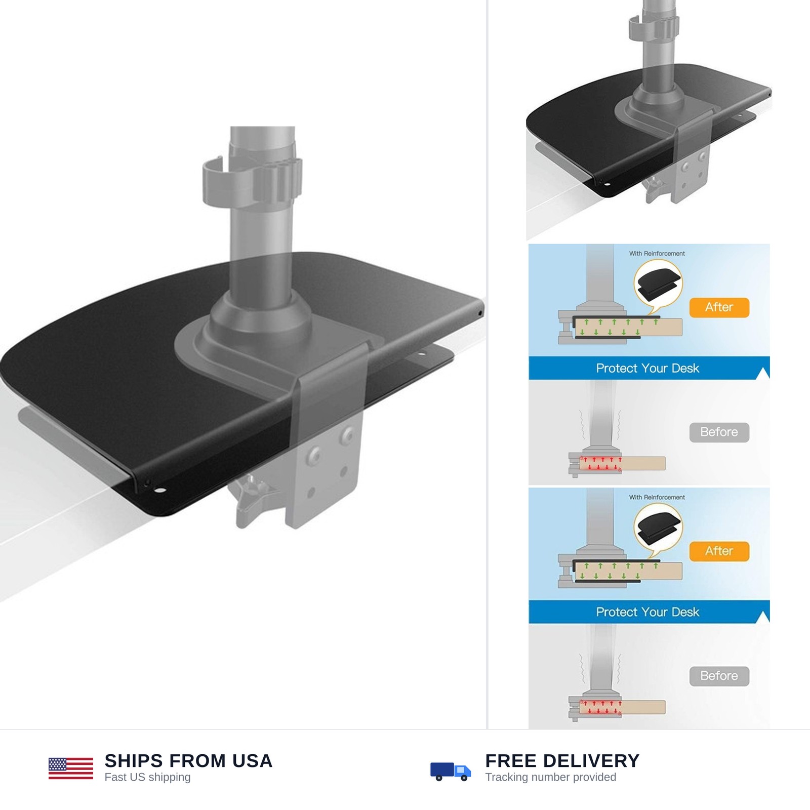 HUANUO Steel Monitor Mount Reinforcement Plate for Thin, Glass and Other Frag...