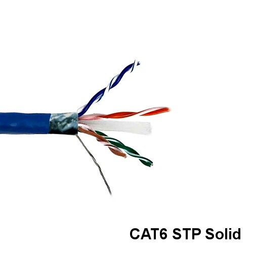 Kentek Blue 1000ft CAT6 STP Solid Bulk Cord 24AWG 550MHz Copper Pure Copper RJ45