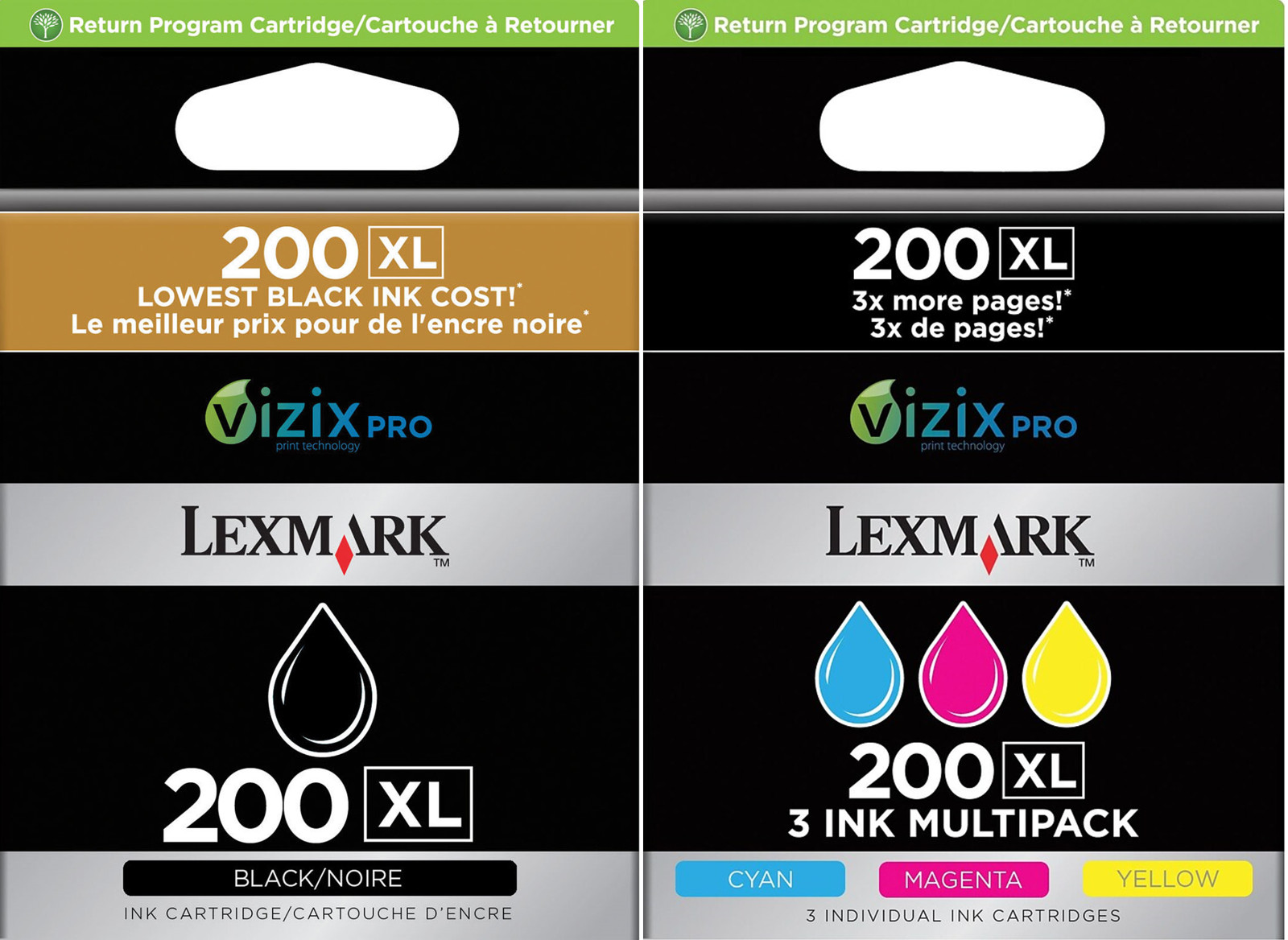 Lexmark Genuine 200XL Black Cyan Magenta Yellow 4PK Ink Cartridge Pro4000 5000