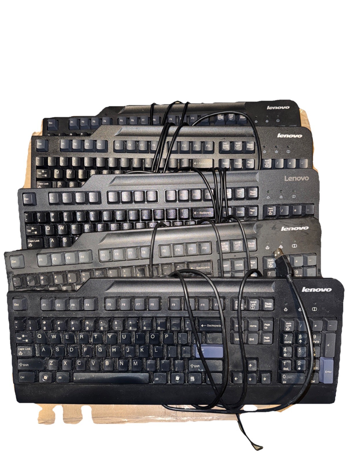 Assorted Bundle Of 5 Lenovo 00XH537 KB1021 SK8825 Wired USB Keyboard